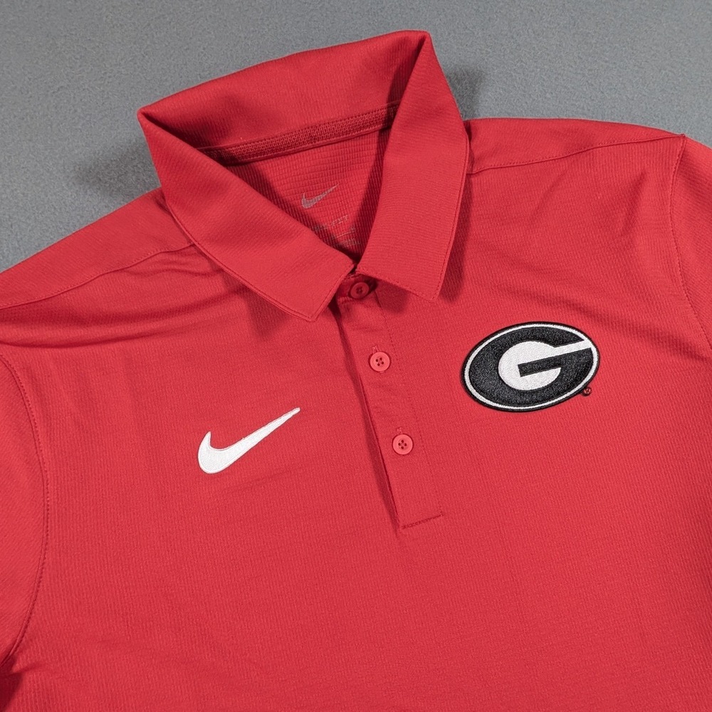 Georgia Bulldogs Nike Polo Shirt Mens Medium Red Dri-FIT Short Sleeve NKNB-65N